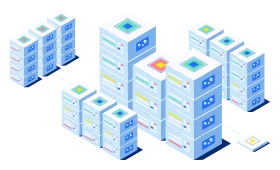 Cluster of hosting server racks
