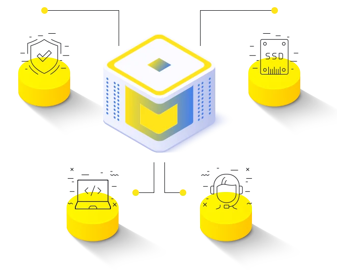 Hosting platform surrounded by security locks