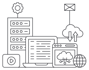 Website, server and cloud management illustration