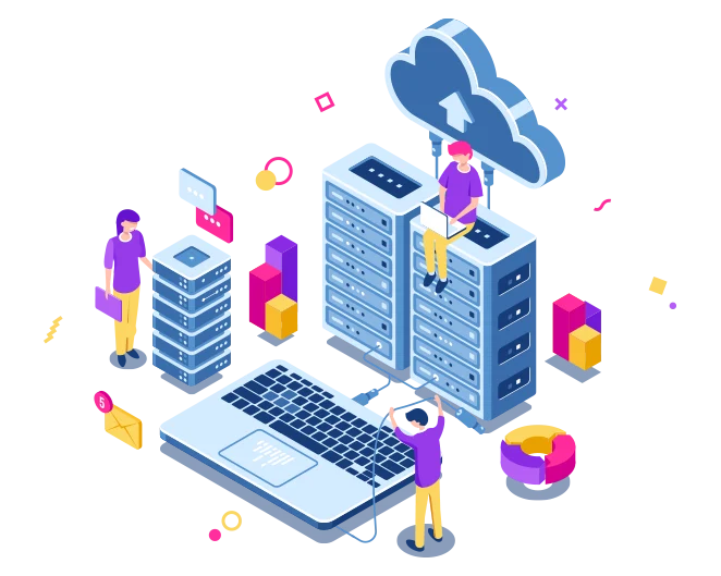 Cloud hosting resources illustration