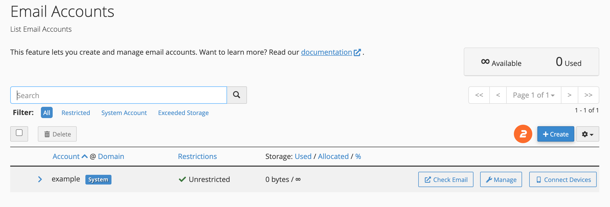cPanel Email Account